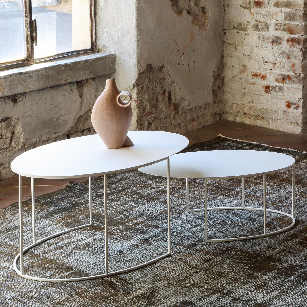 Slim Irony Coffee table metal white Oval / 86 x 54 x H 31 cm - Zeus – image 3