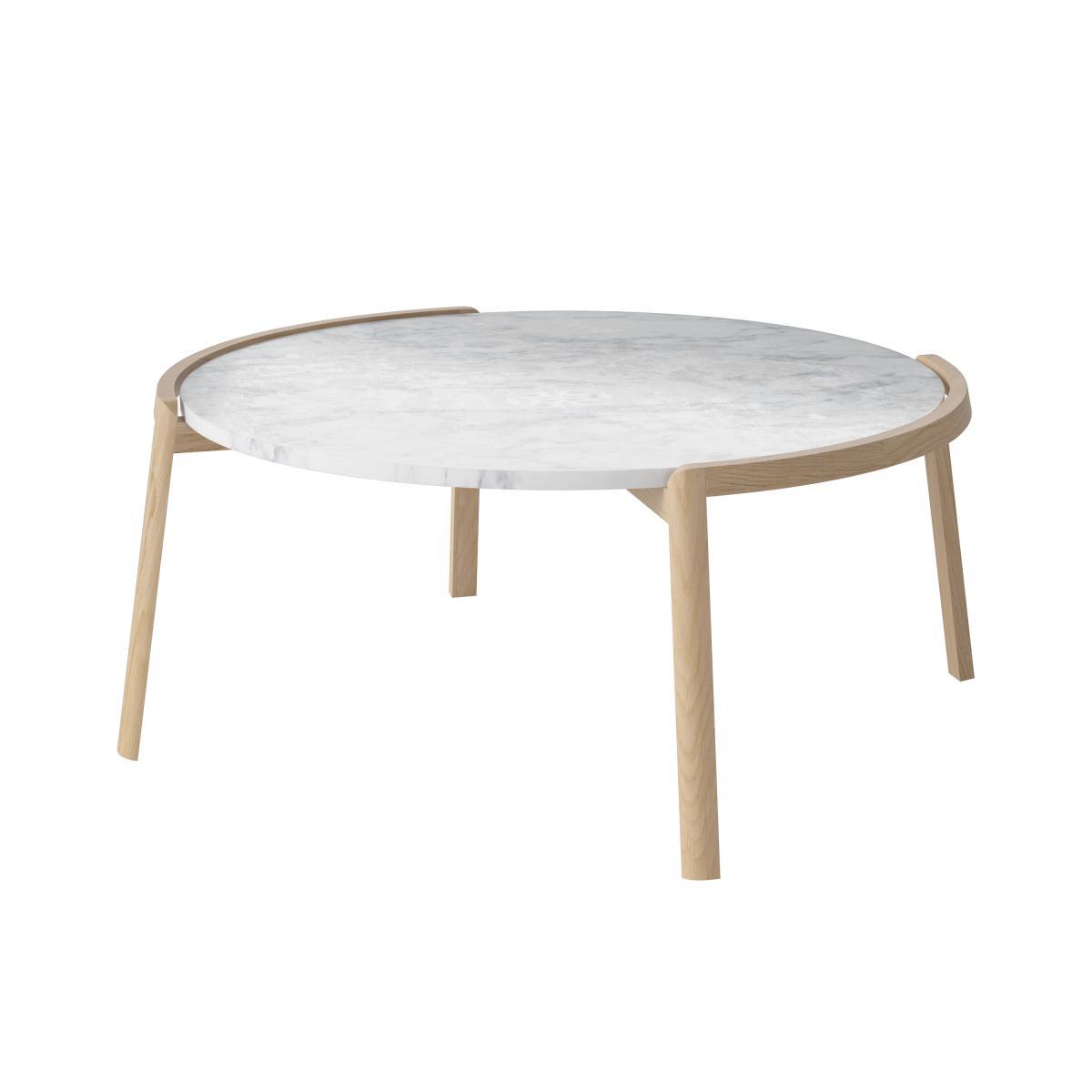 Mix Coffee table - / Ø 94 x H 42 cm - Oak & marble by Bolia White/Natural wood – image 2