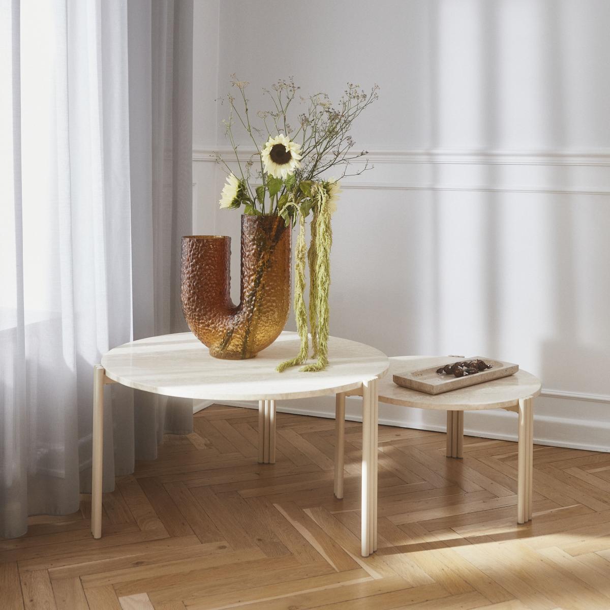 Tribus Coffee table stone beige / Ø 80 x H 45 cm - Travertine - AYTM – image 4