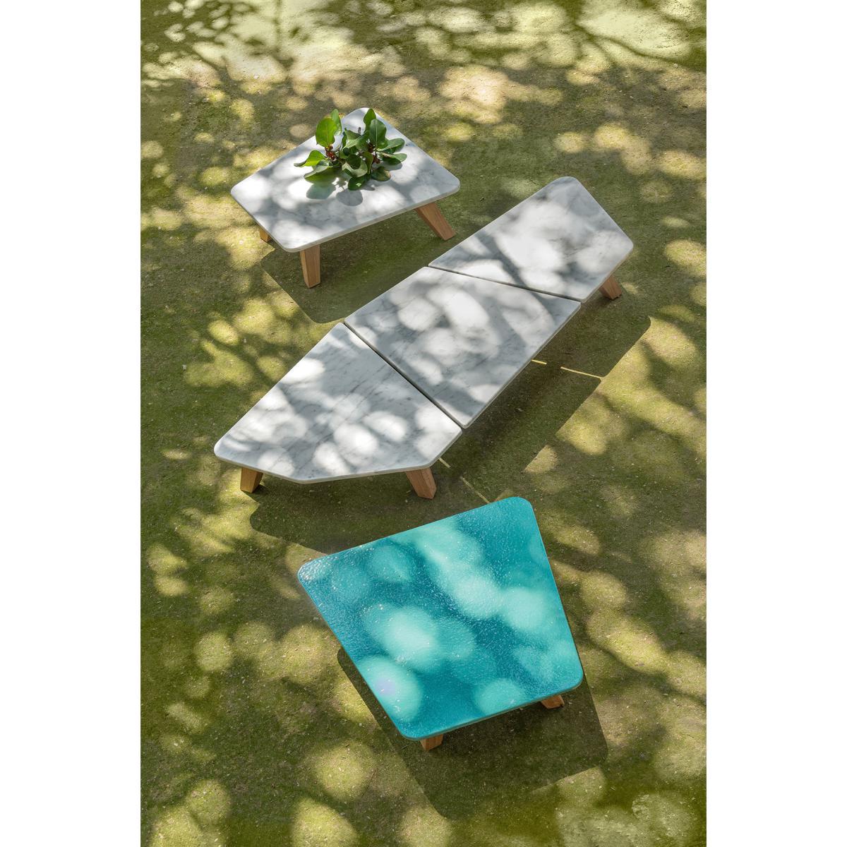 Rafael Large Coffee table - / 170 x 70 cm - Marble & brushed teak by Ethimo White – image 2