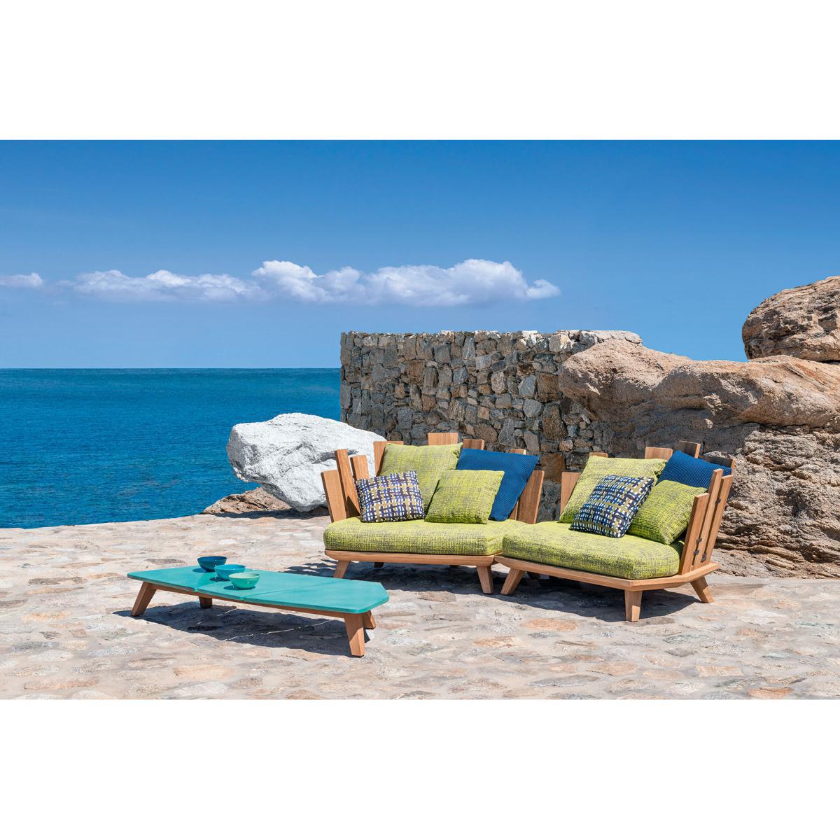 Rafael Large Coffee table - / 170 x 70 cm - Marble & brushed teak by Ethimo White – image 4