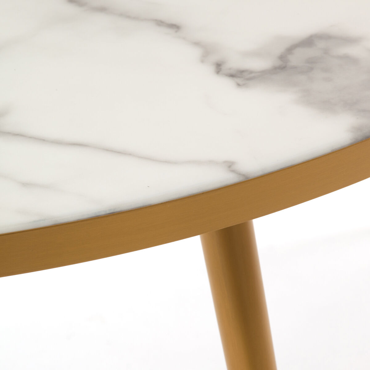 Coffee table - / Ø 80 x H 35 - Marble look by Pols Potten White – image 2