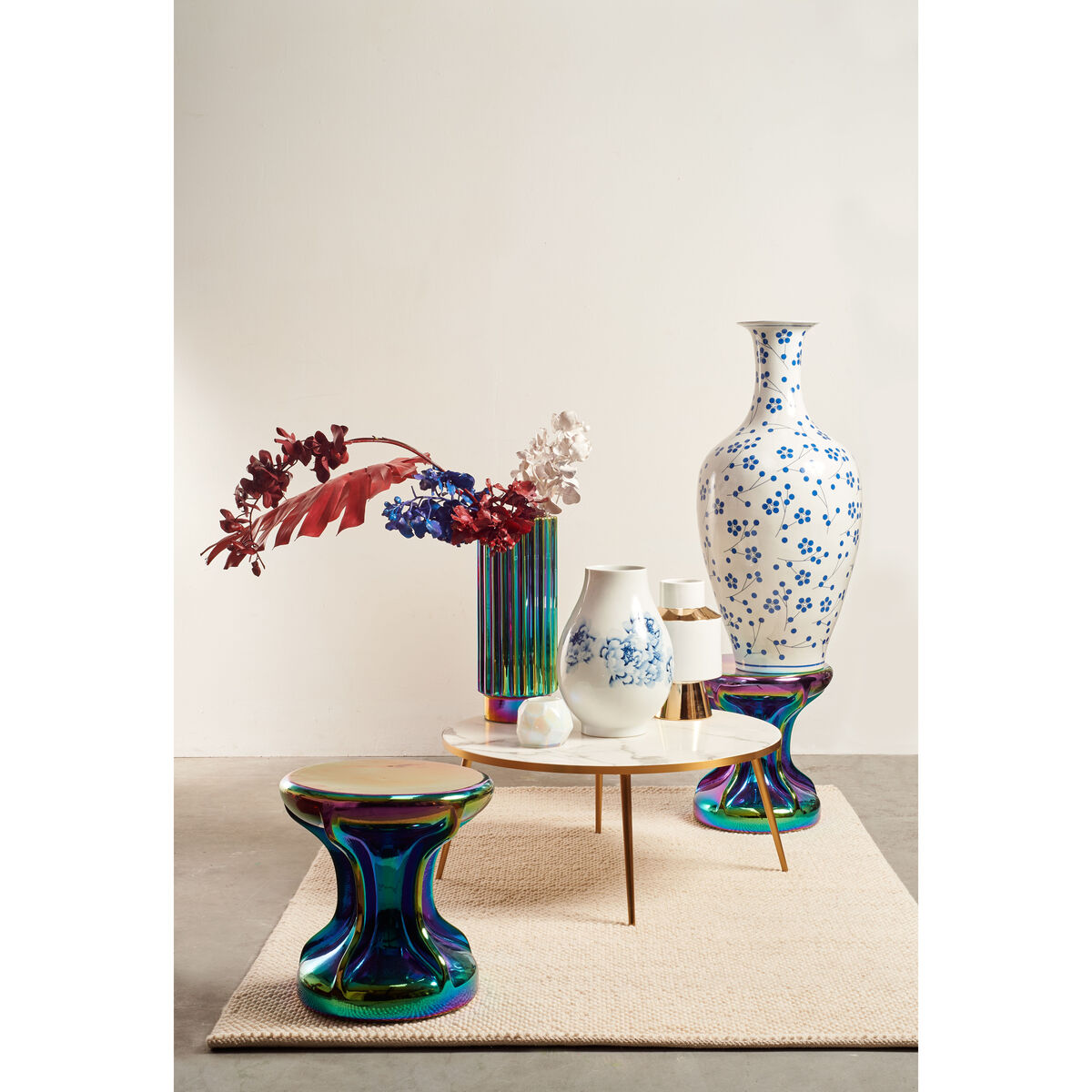 Coffee table - / Ø 80 x H 35 - Marble look by Pols Potten White – image 3