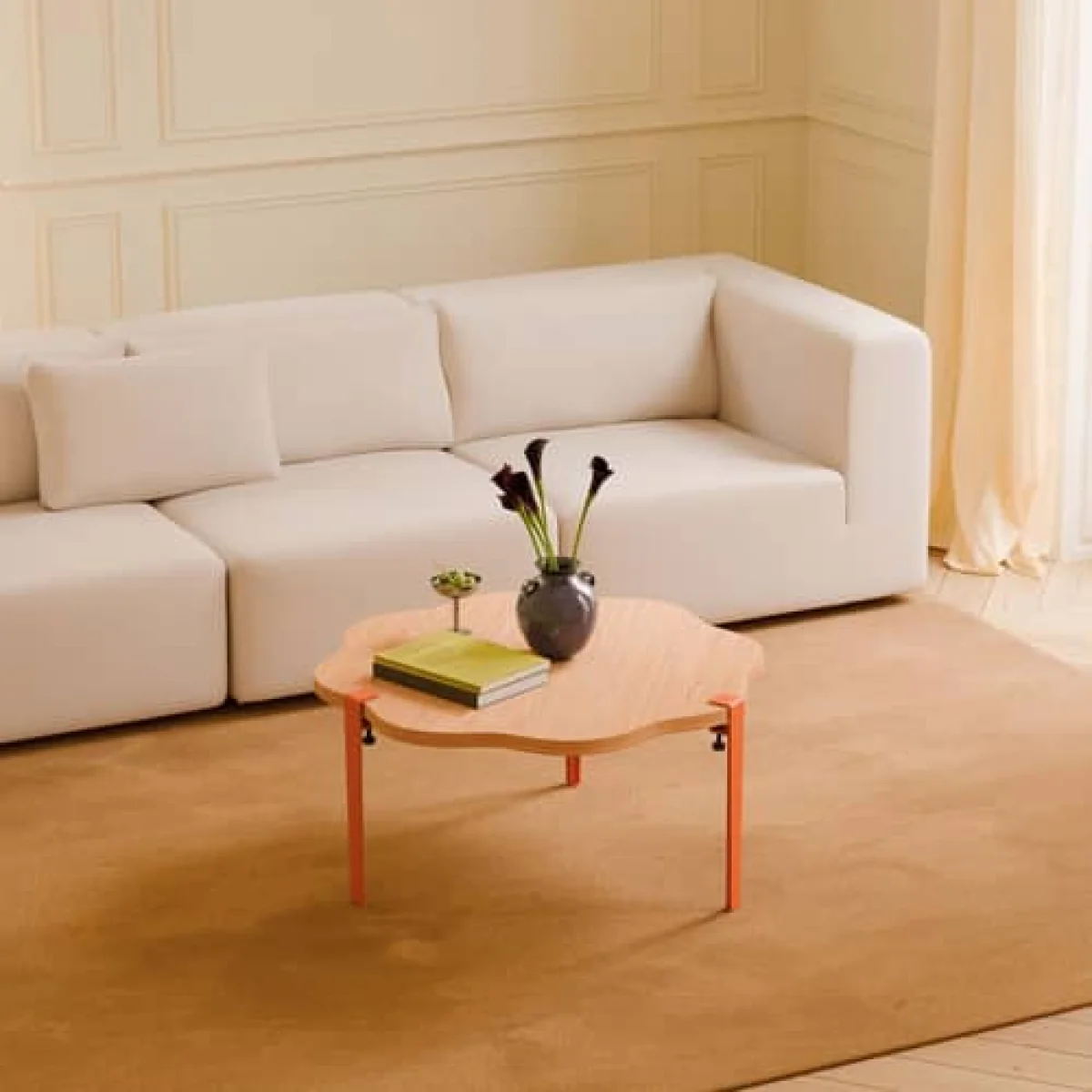 Base, legs metal orange With vise attachment by Uchronia / H 43 cm - To create a coffee table or Bench - TIPTOE – image 3