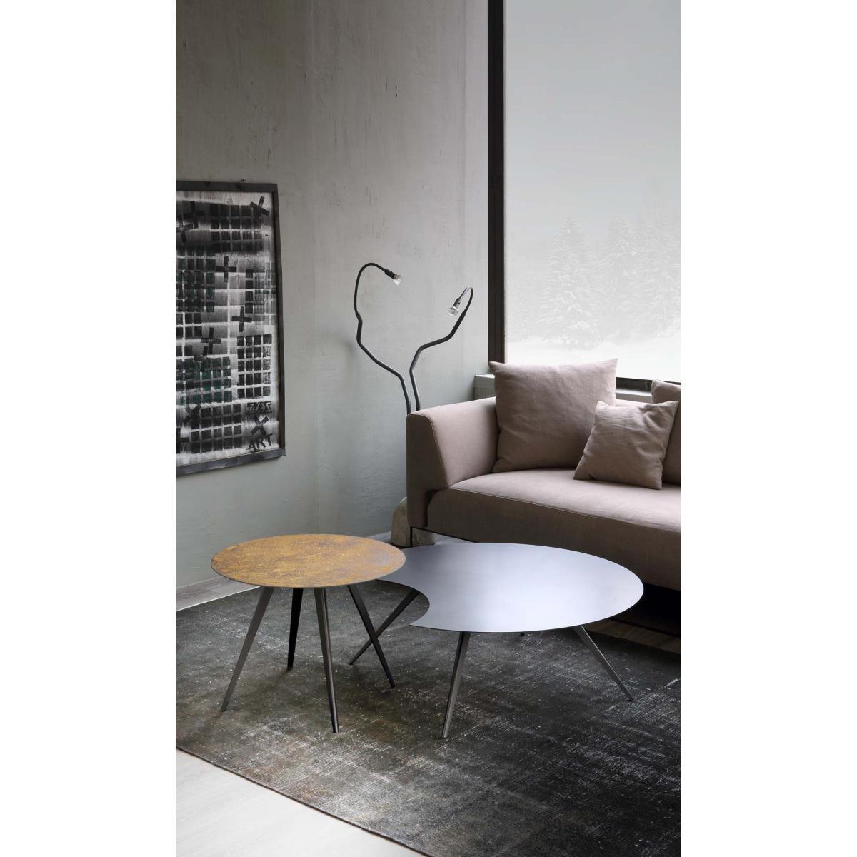 Lara Coffee table - / Rust effect steel - Ø 60 cm by Zeus Yellow/Brown – image 2
