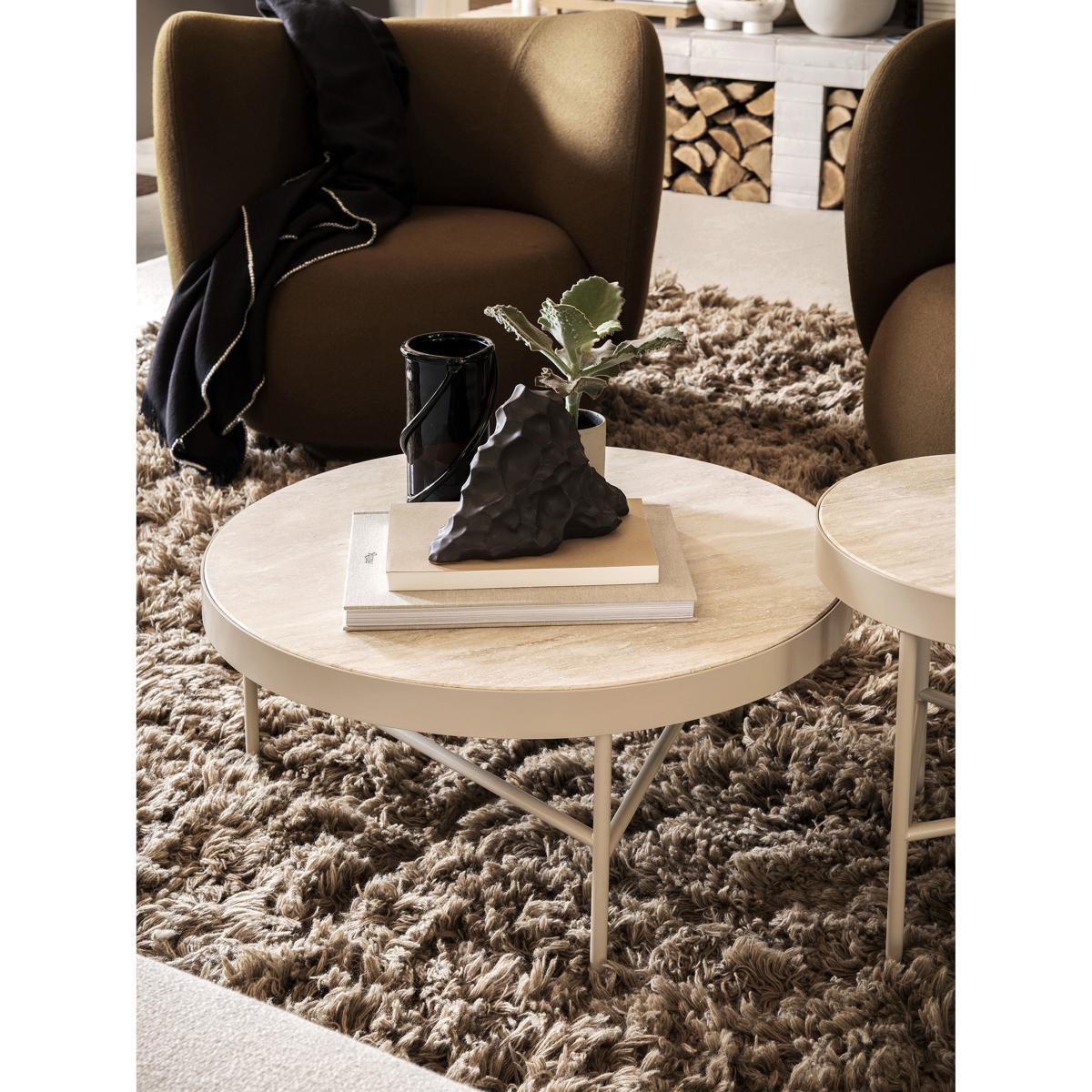 Travertine Coffee table - / Large - Ø 70.5 x H 35 cm by Ferm Living Beige – image 3