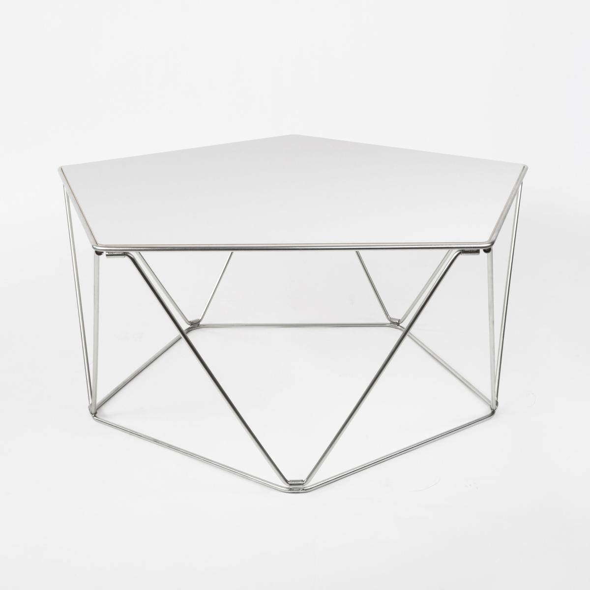 Penta Coffee table wood white / 1970 design - 82 x 88 x H 39 cm - Compagnie – image 2