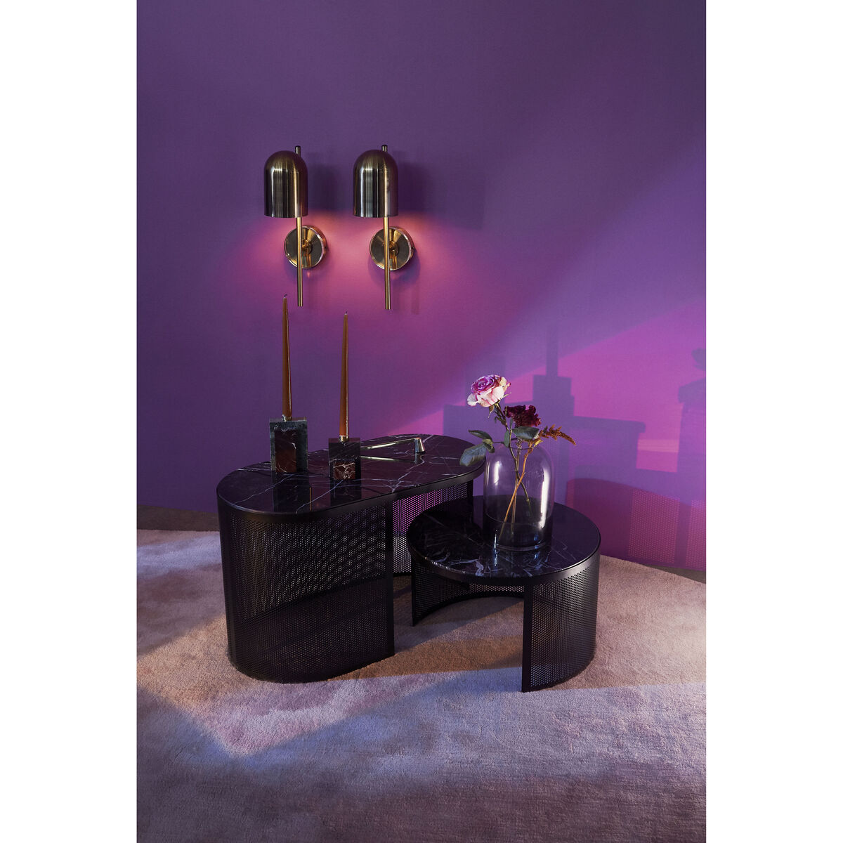 Pausillus Large Coffee table - / Perforated metal & marble by AYTM Black – image 6