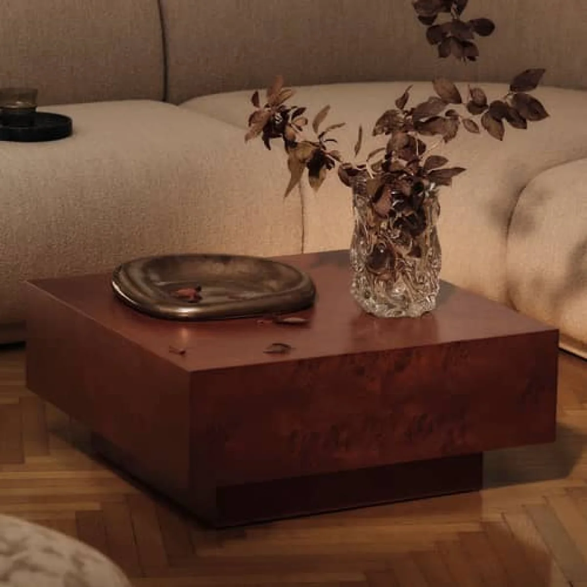 Burl Coffee table natural wood / 70 x 70 x H 30 cm - Drawer - Ferm Living – image 4