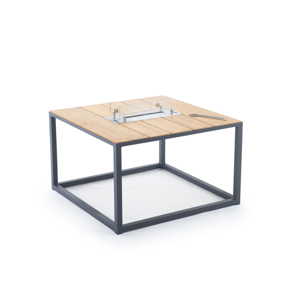 Fire Table Coffee table - / Space for bioethanol fireplace - 80 x 80 cm by Unopiu Natural wood – image 2