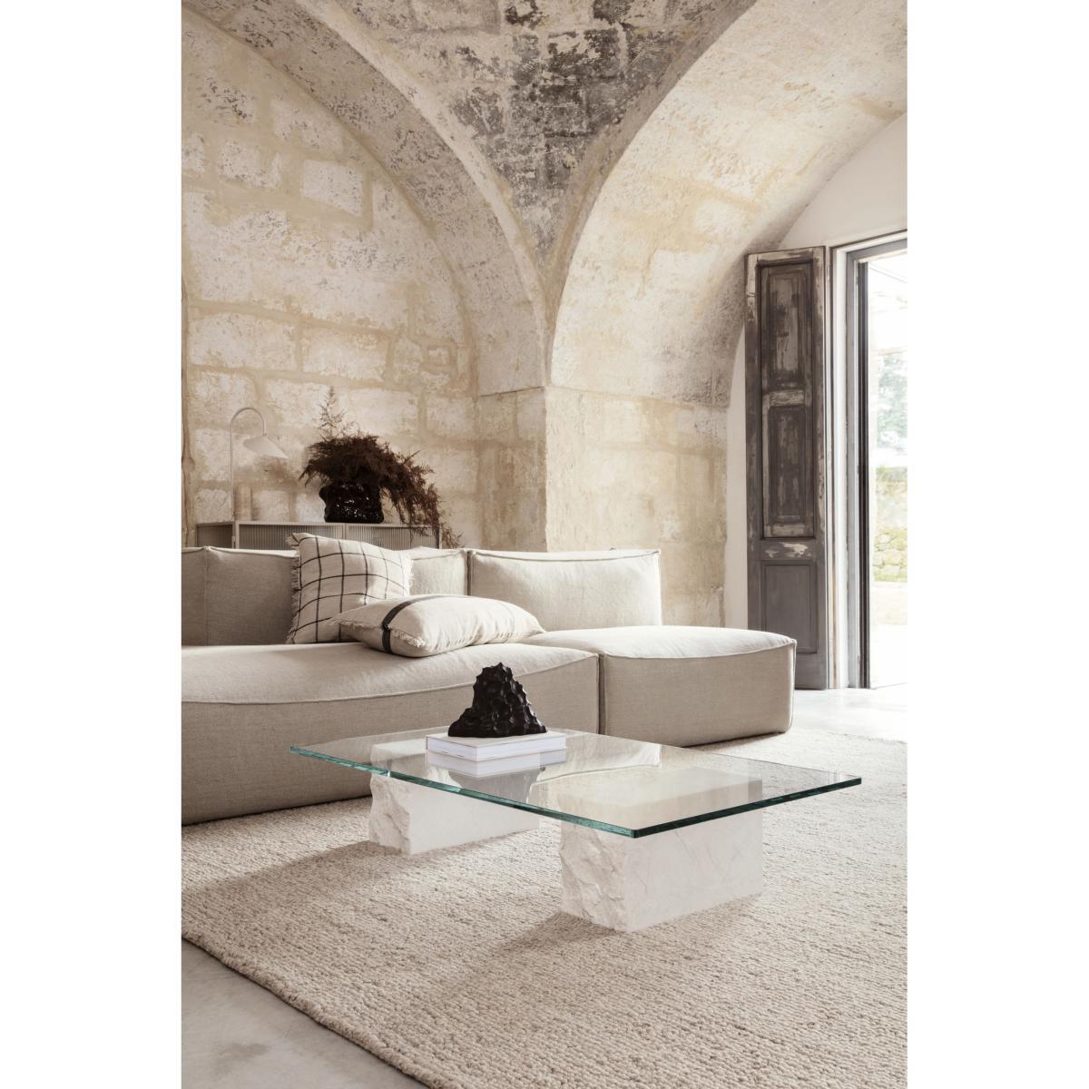 Mineral Coffee table - / 120 x 70 cm - Marble & glass by Ferm Living White/Transparent – image 4
