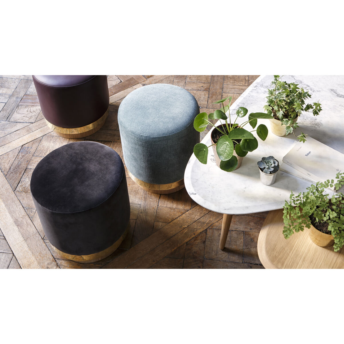 Small Coffee table - / Marble - 85 x 53 cm by RED Edition White/Natural wood – image 3