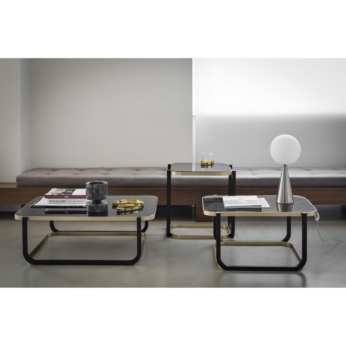 Duet Coffee table - / 70 x 55 cm x H 35 cm - Glass by Wiener GTV Design Grey/Black/Gold – image 2