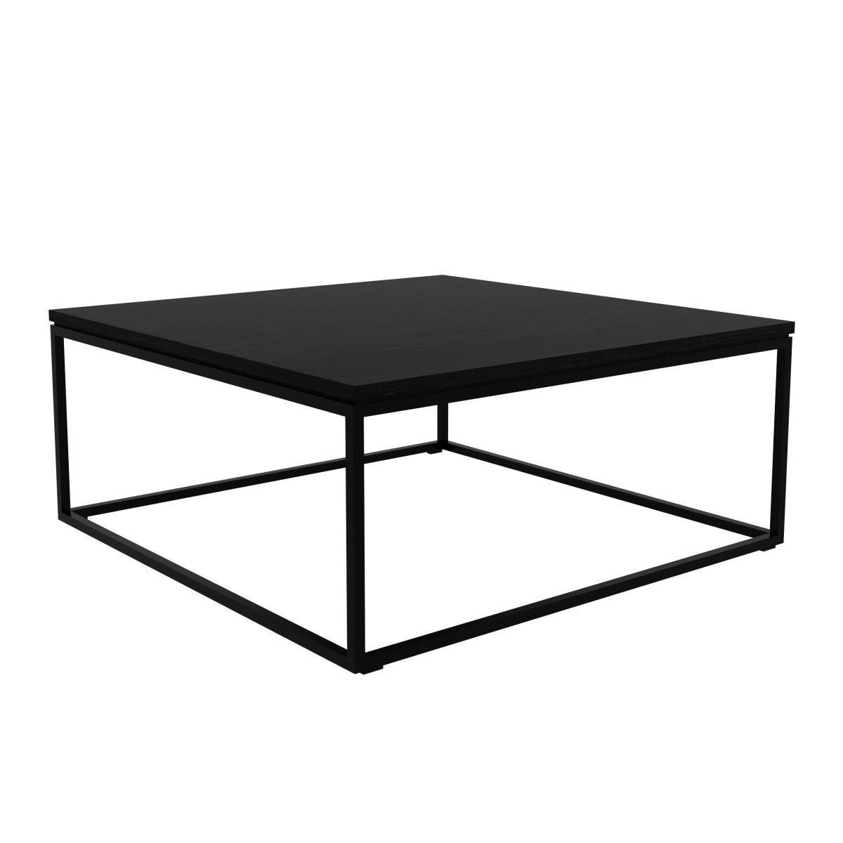 Thin Coffee table - / Solid oak & metal - 70 x 70 cm by Ethnicraft Black – image 2