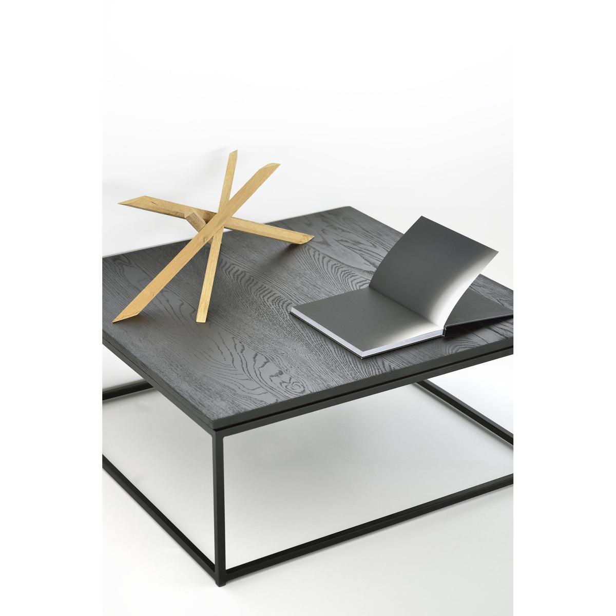 Thin Coffee table - / Solid oak & metal - 70 x 70 cm by Ethnicraft Black – image 3