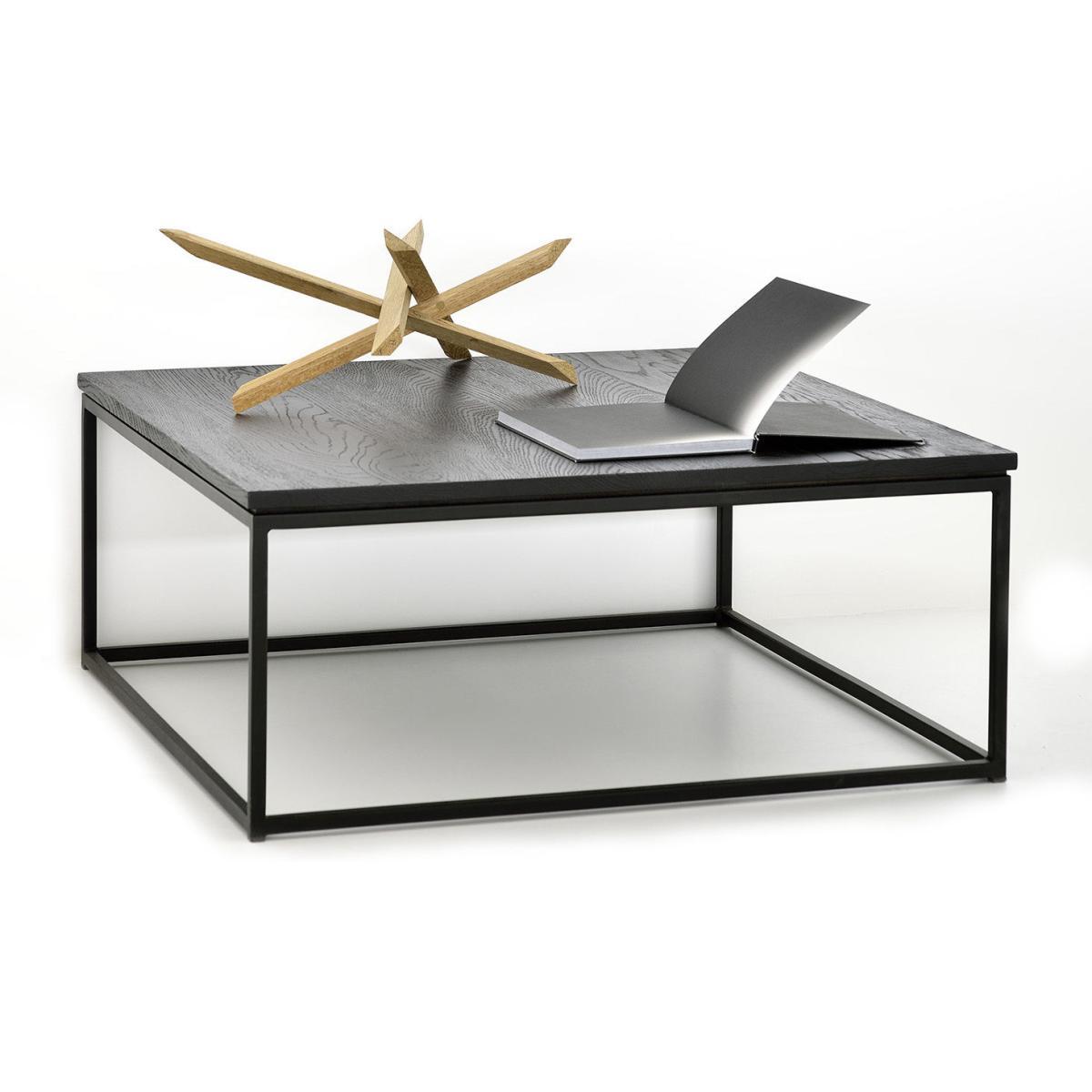 Thin Coffee table - / Solid oak & metal - 70 x 70 cm by Ethnicraft Black – image 4