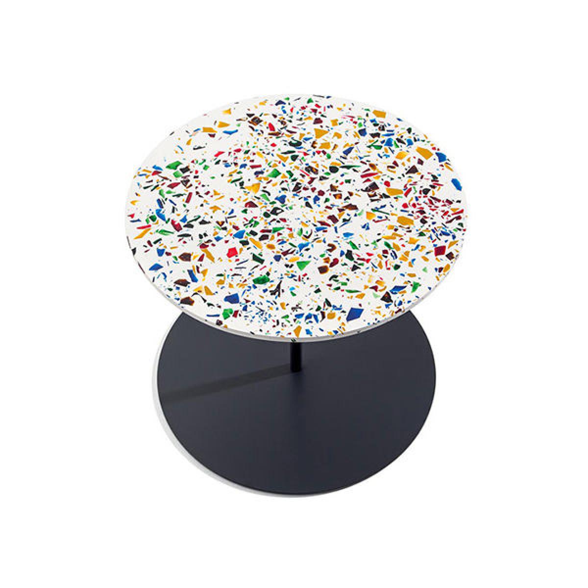 Gong Terrazzo Coffee table - / Giulio Cappellini, 2004 - Ø 50 x H 42 cm / Metal by Cappellini Multicoloured – image 2