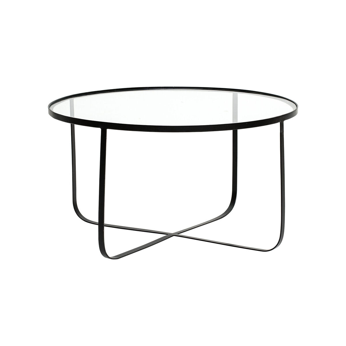 Harper Coffee table - / Ø 80 cm - Glass & metal by Bloomingville Black/Transparent