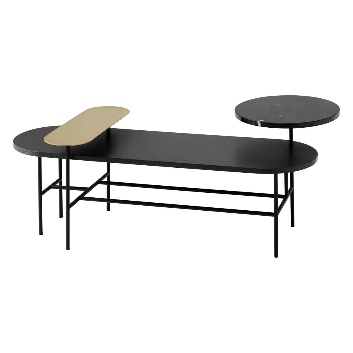Palette JH7 Coffee table - 3 tops by &tradition Black/Gold – image 1