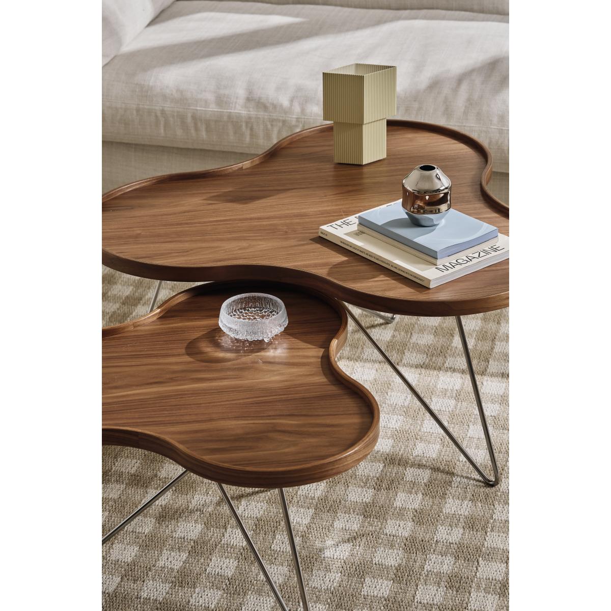 Swedese Flower mono table Special Edition 84x90 cm H45 cm-lacquered walnut-chromed steel – image 4