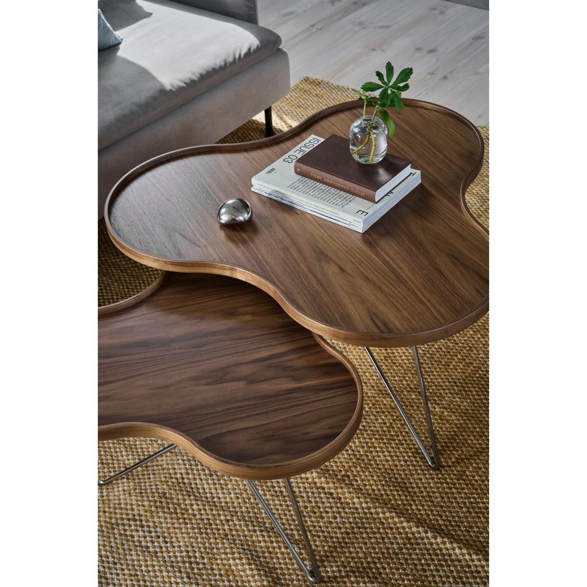 Swedese Flower mono table Special Edition 84x90 cm H45 cm-lacquered walnut-chromed steel – image 5