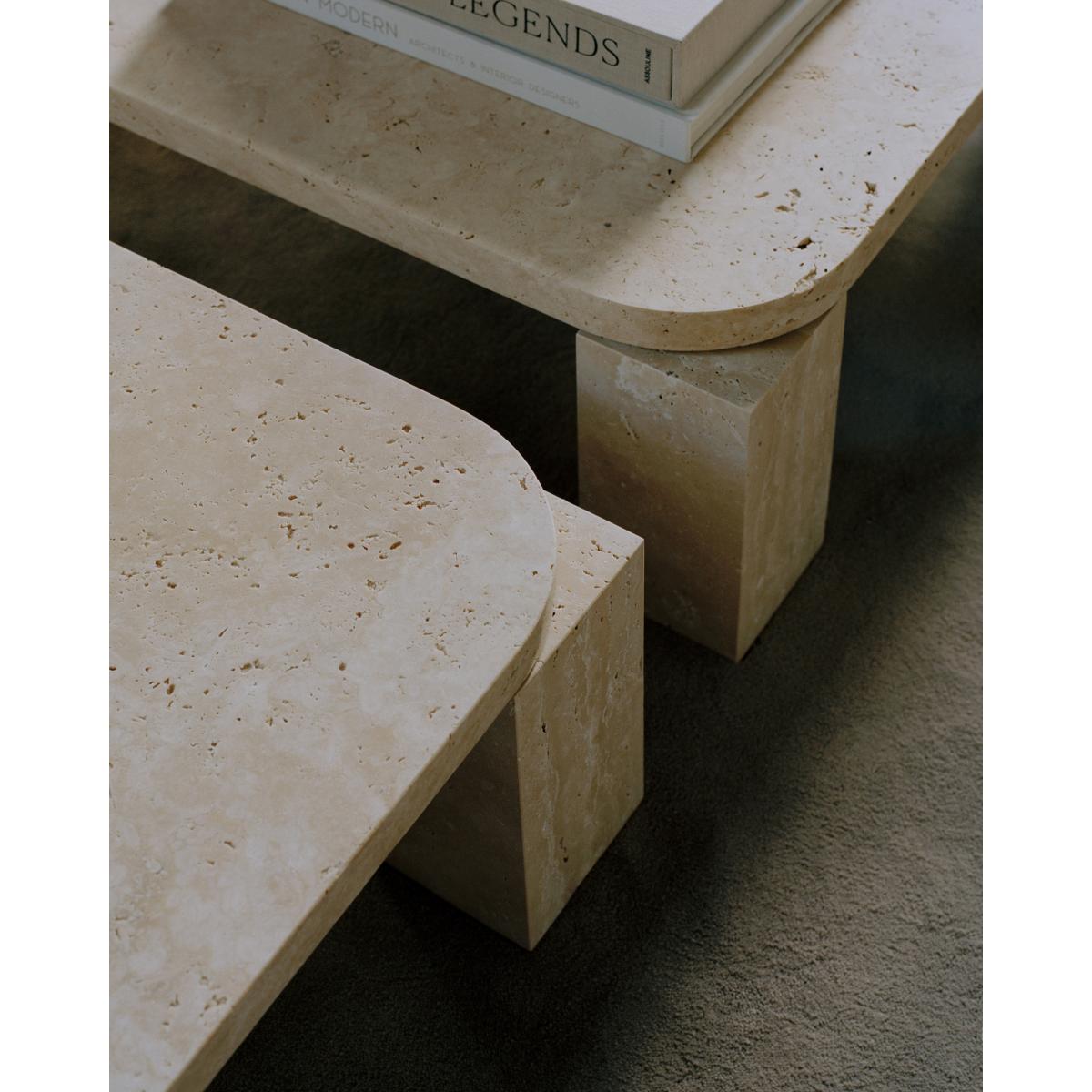 New Works Atlas coffee table 60x60 cm Unfilled Travertine – image 3