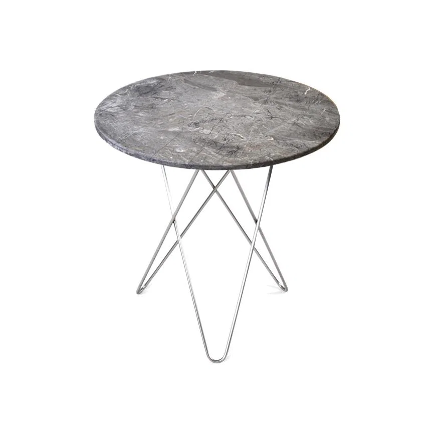 OX Denmarq Tall Mini O Table coffee table marble grey. stainless steel stand – image 1