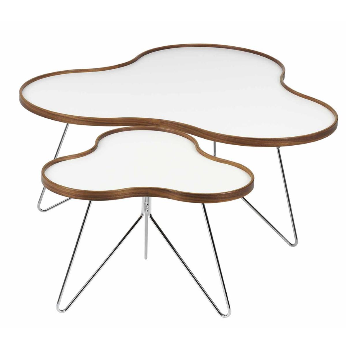 Swedese Flower table 107x114 cm Black 39cm walnut edge chrome stand – image 2