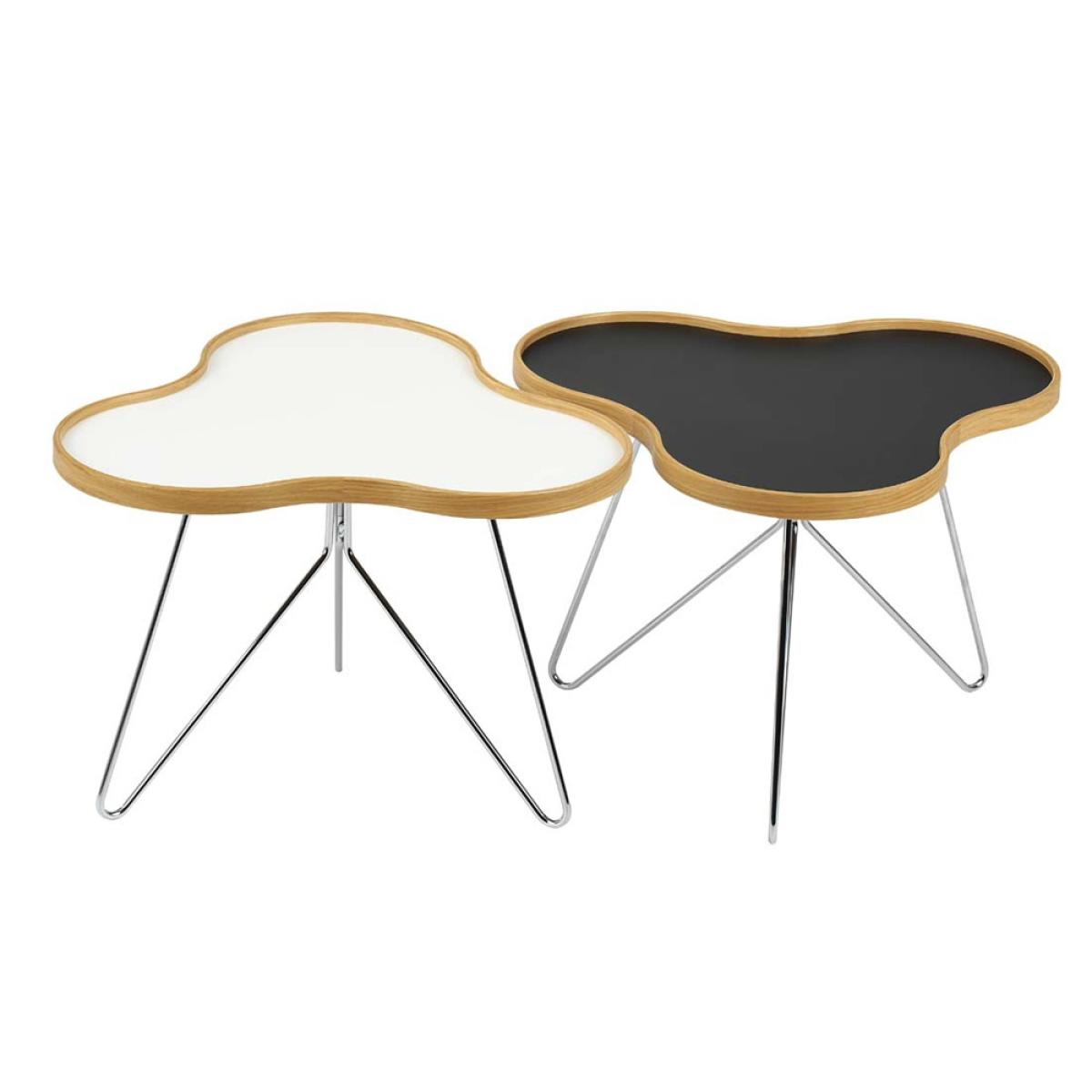 Swedese Flower table 107x114 cm Black 39cm walnut edge chrome stand – image 3
