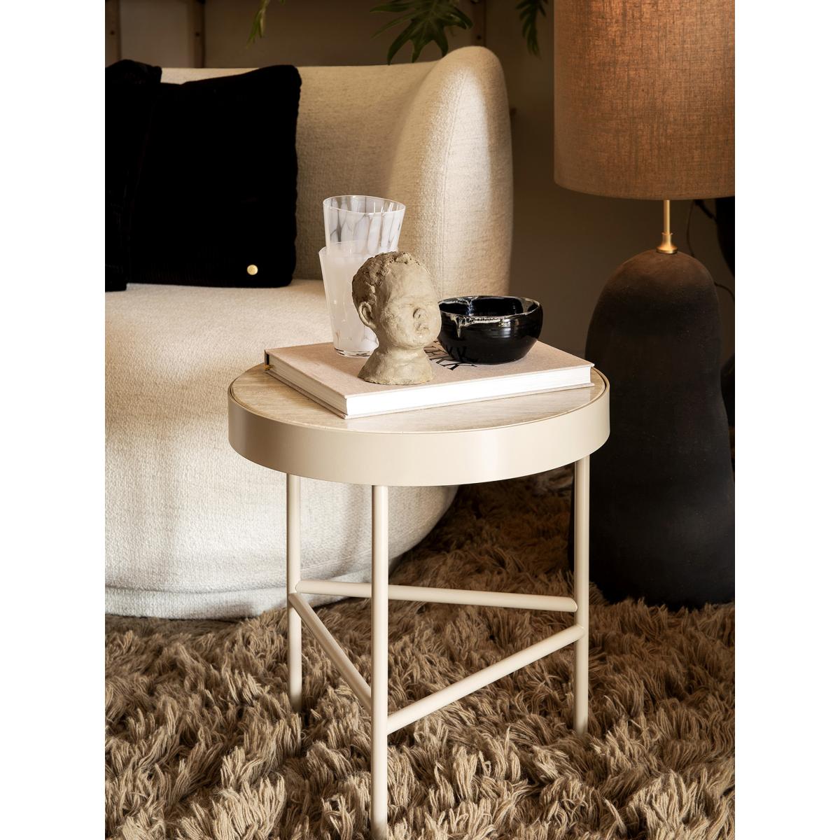 ferm LIVING Travertine coffee table Ø40 cm Cashmere – image 2