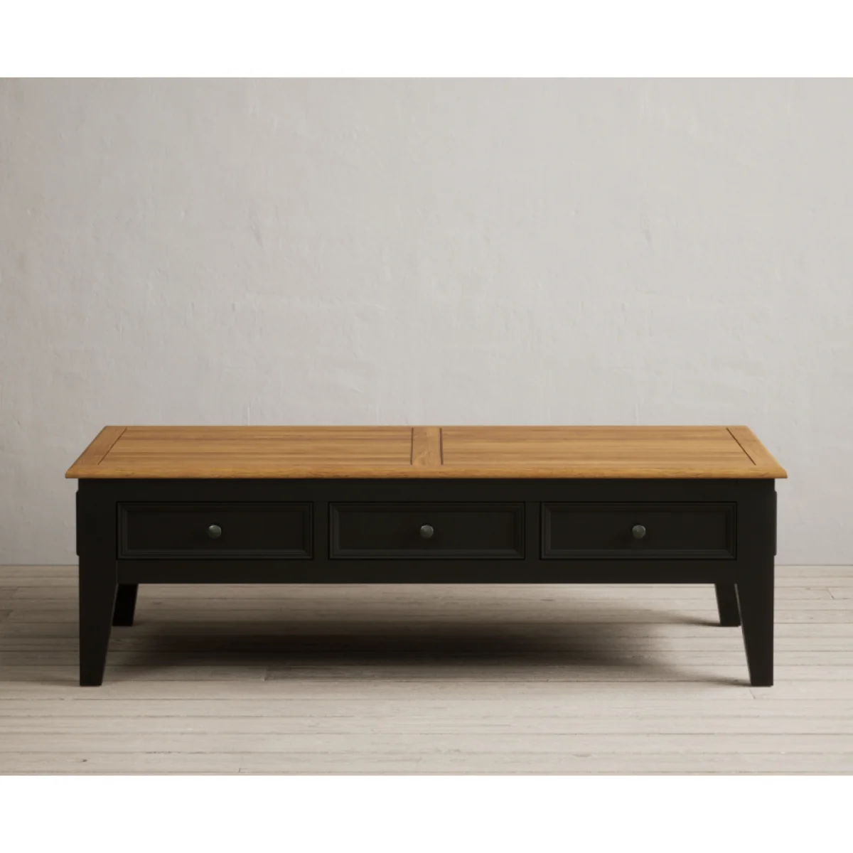 Charlton Oak and Black Painted Extra Large 6 Drawer Coffee Table – image 4