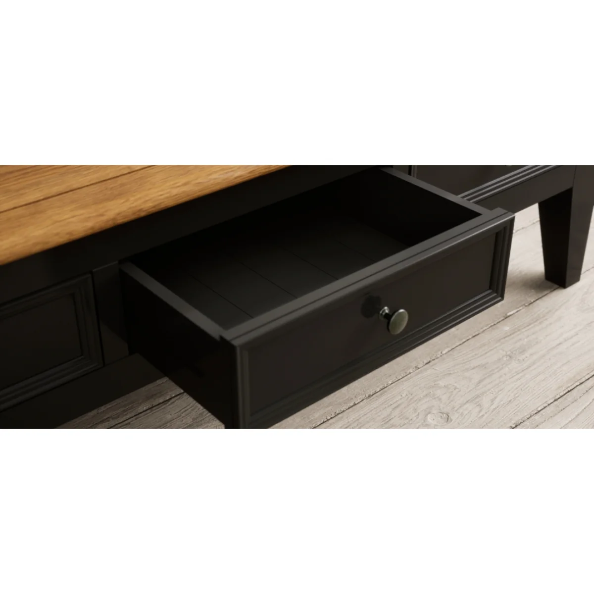 Charlton Oak and Black Painted Extra Large 6 Drawer Coffee Table – image 10