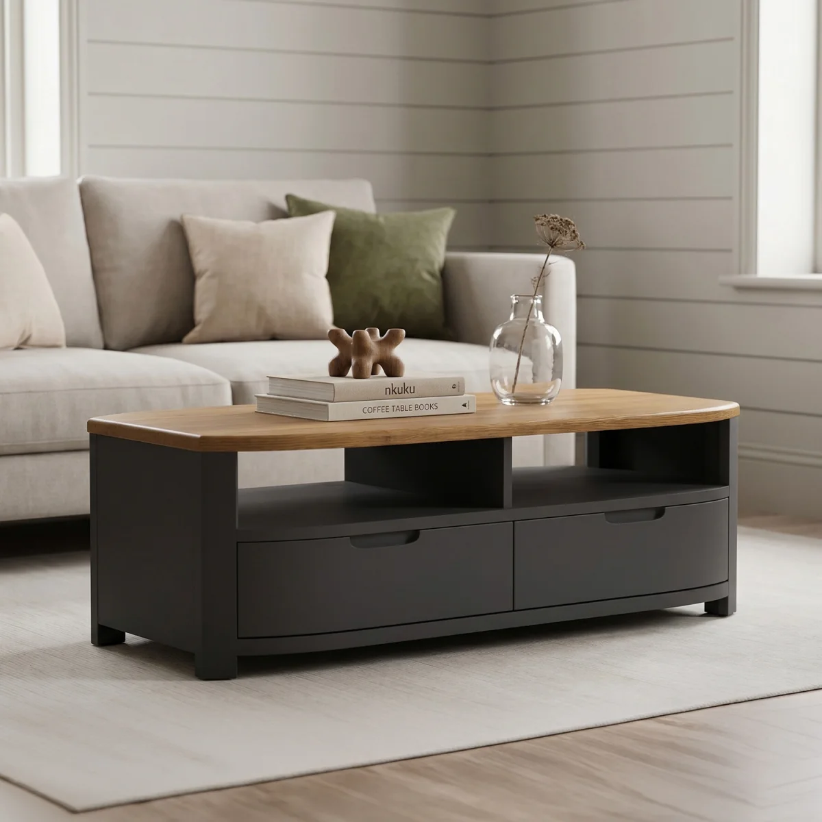 Bradwell Oak and Charcoal Painted 4 Drawer Coffee Table – image 3