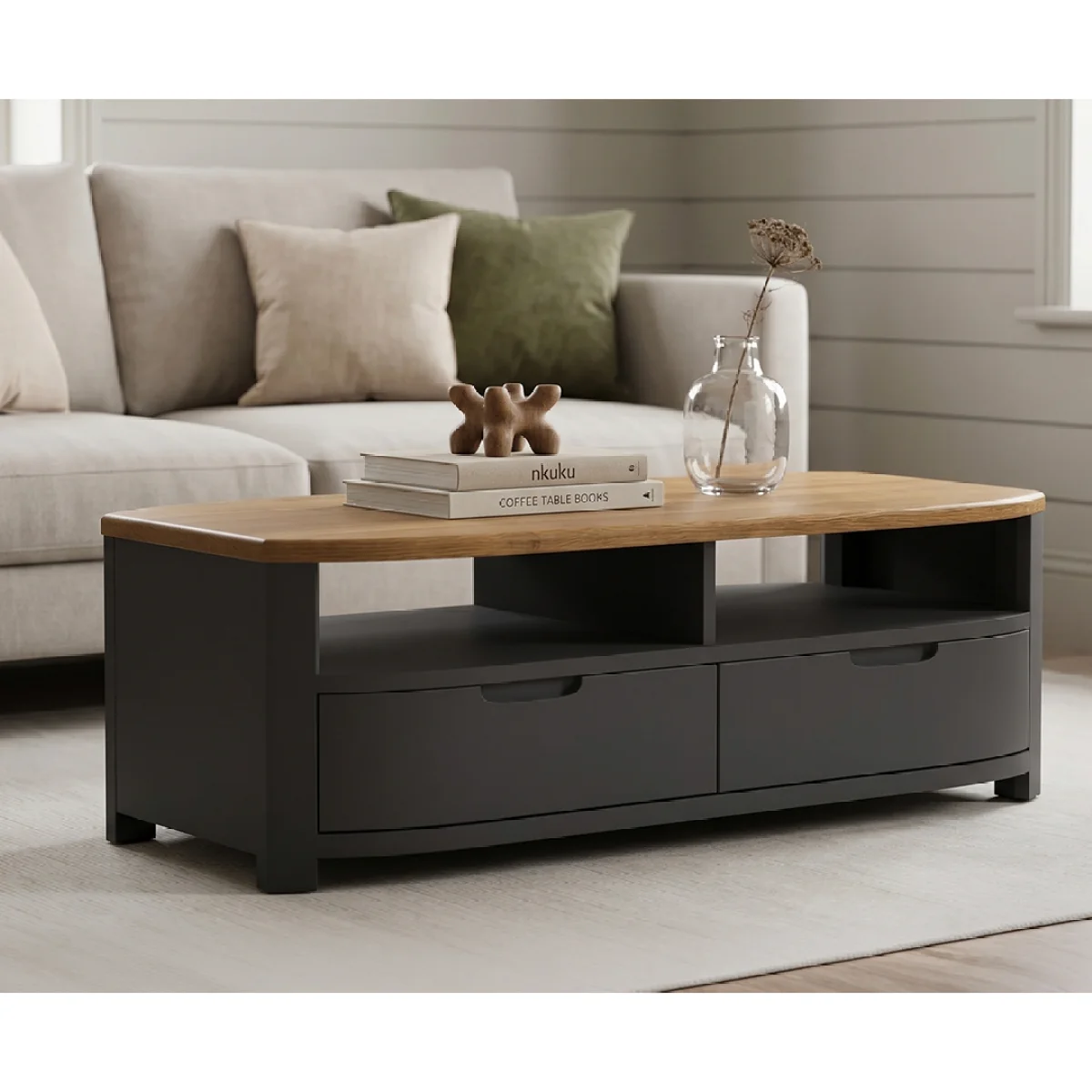Bradwell Oak and Charcoal Painted 4 Drawer Coffee Table – image 4