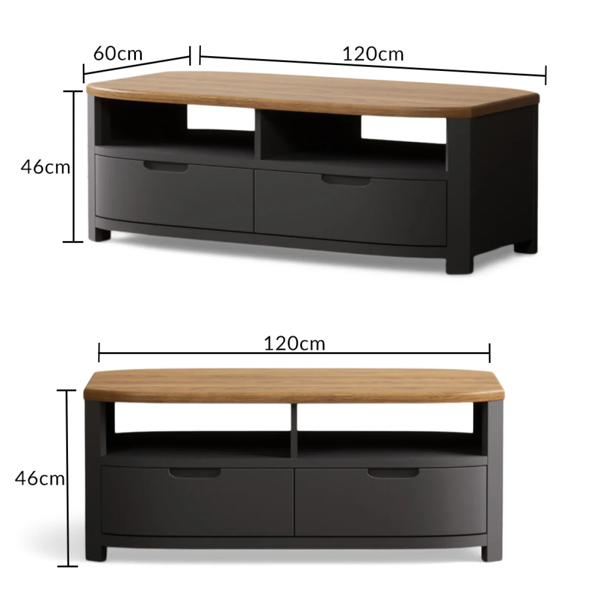 Bradwell Oak and Charcoal Painted 4 Drawer Coffee Table – image 9