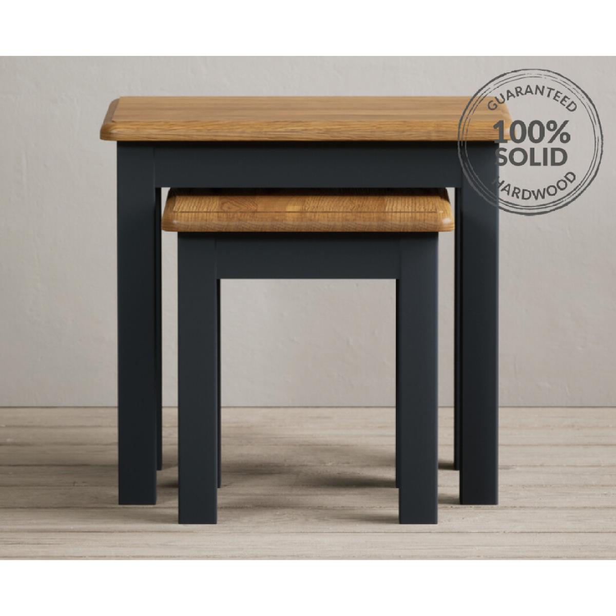 Delphine Oak and Blue Painted Nest Of Table – image 2