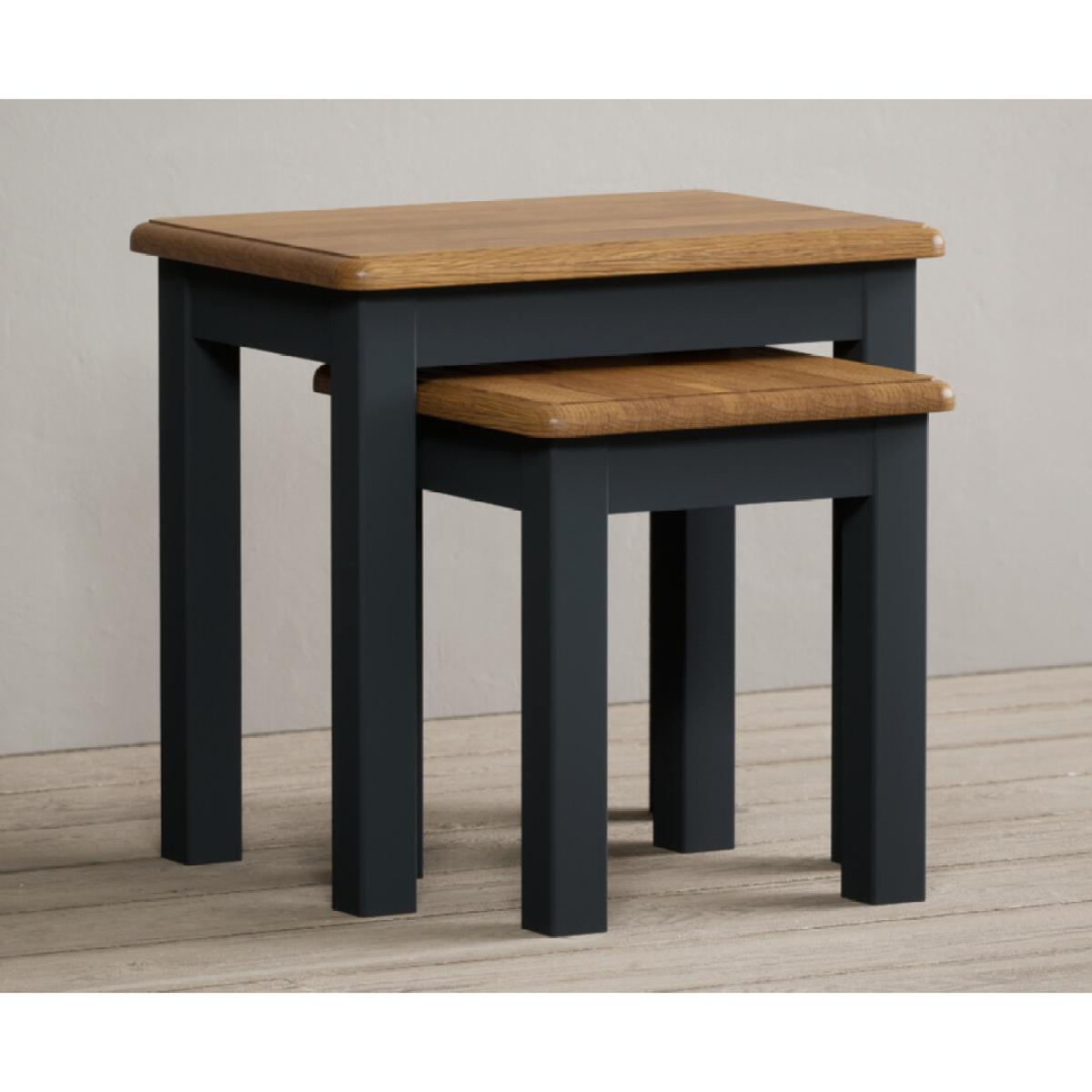 Delphine Oak and Blue Painted Nest Of Table – image 3