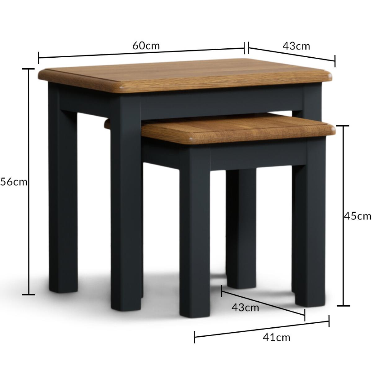 Delphine Oak and Blue Painted Nest Of Table – image 8
