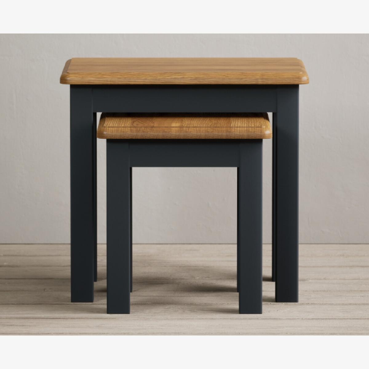 Delphine Oak and Blue Painted Nest Of Table – image 1