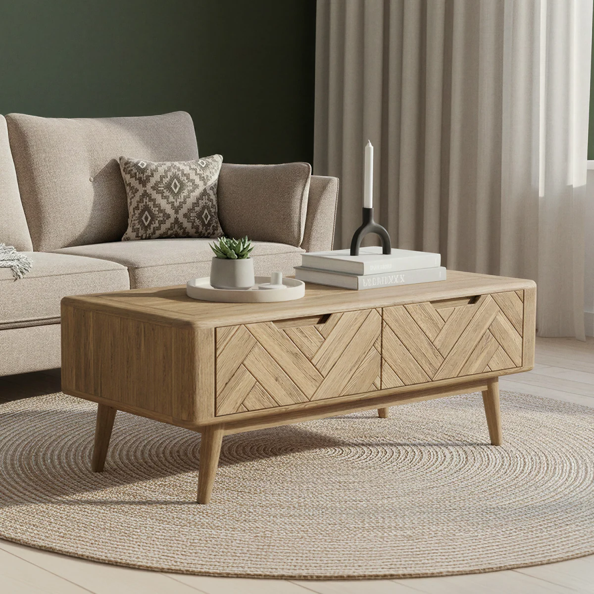 Parven Solid Oak 4 Drawer Storage Coffee Table – image 2