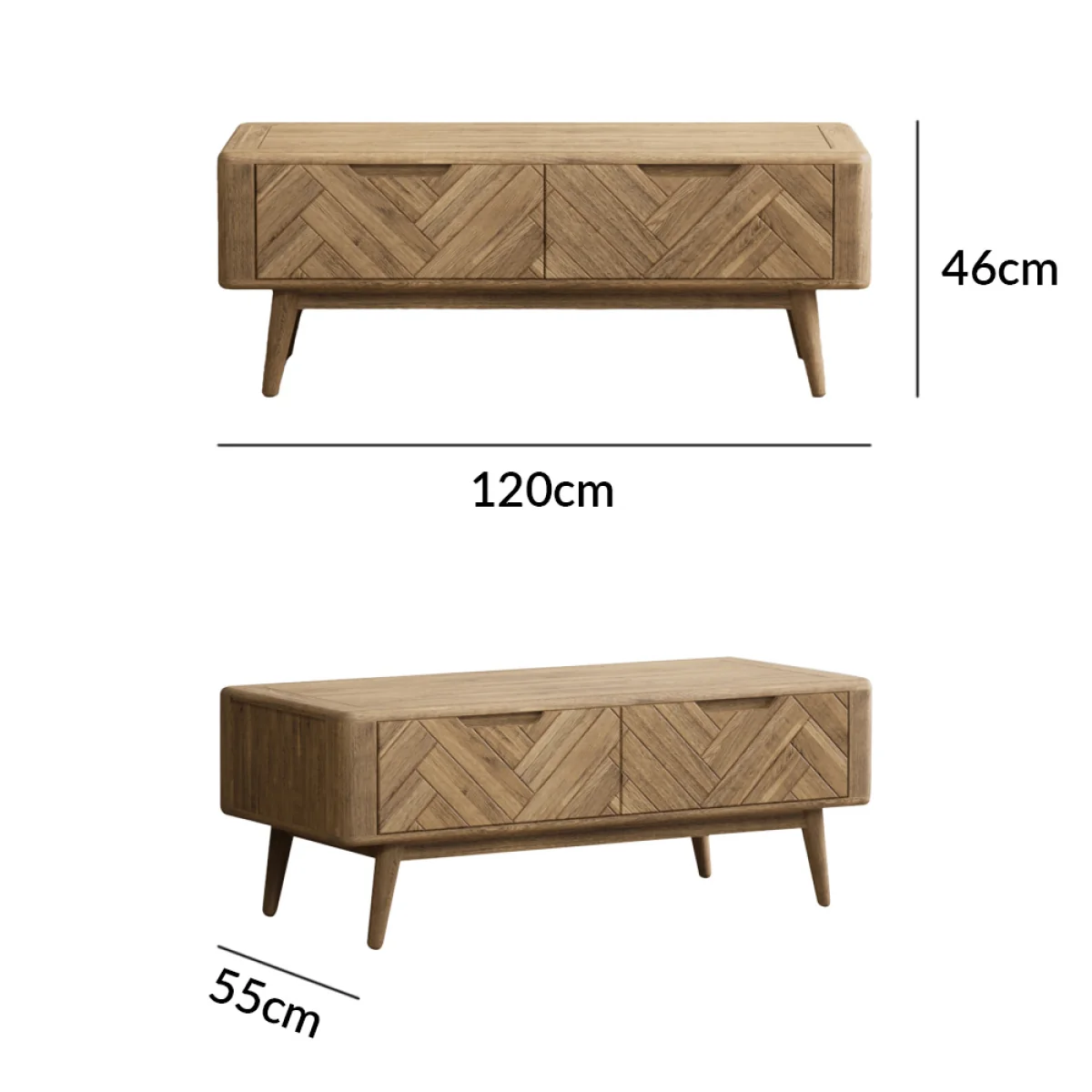 Parven Solid Oak 4 Drawer Storage Coffee Table – image 10