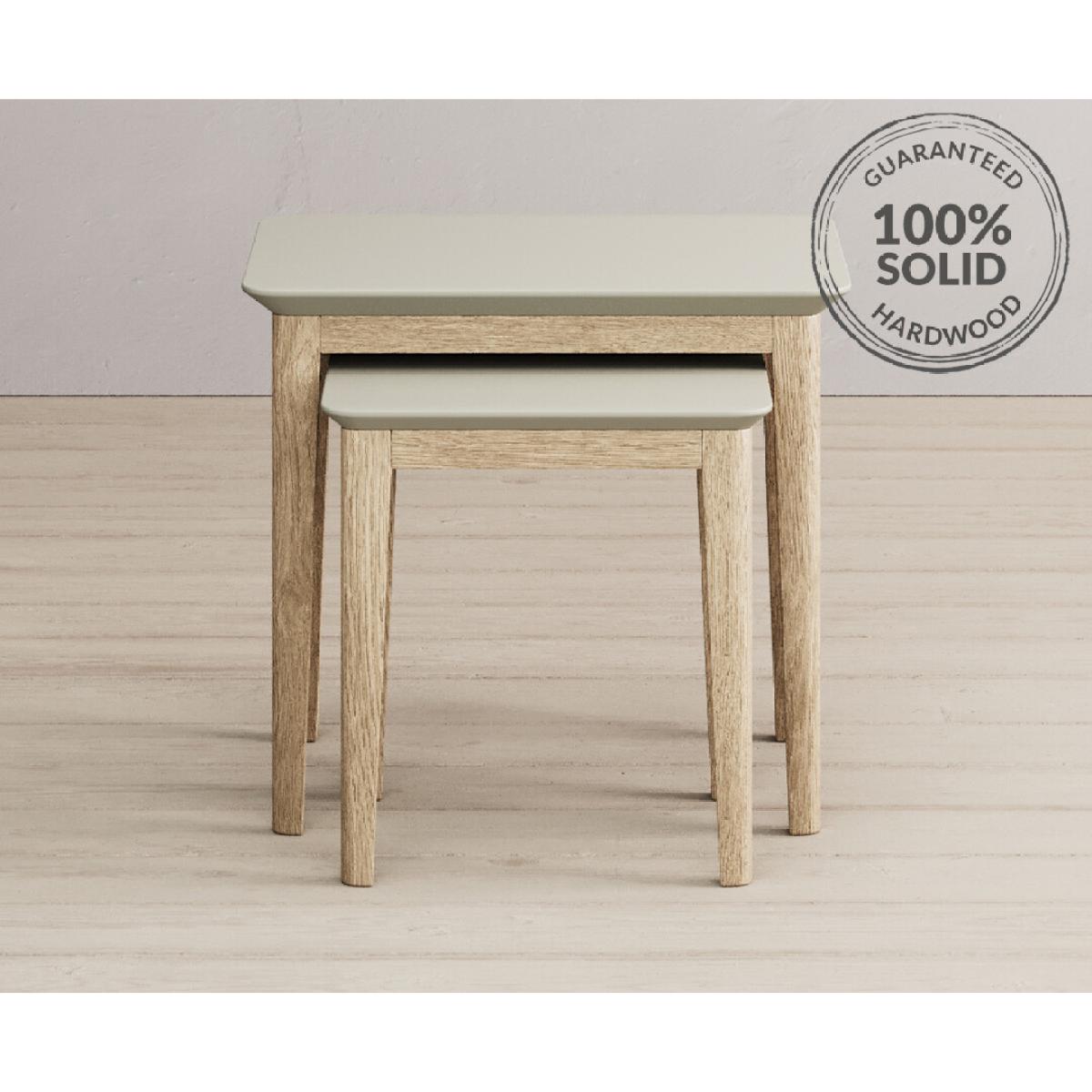 Ancona Oak and Soft Green Painted Nest Of Tables – image 2