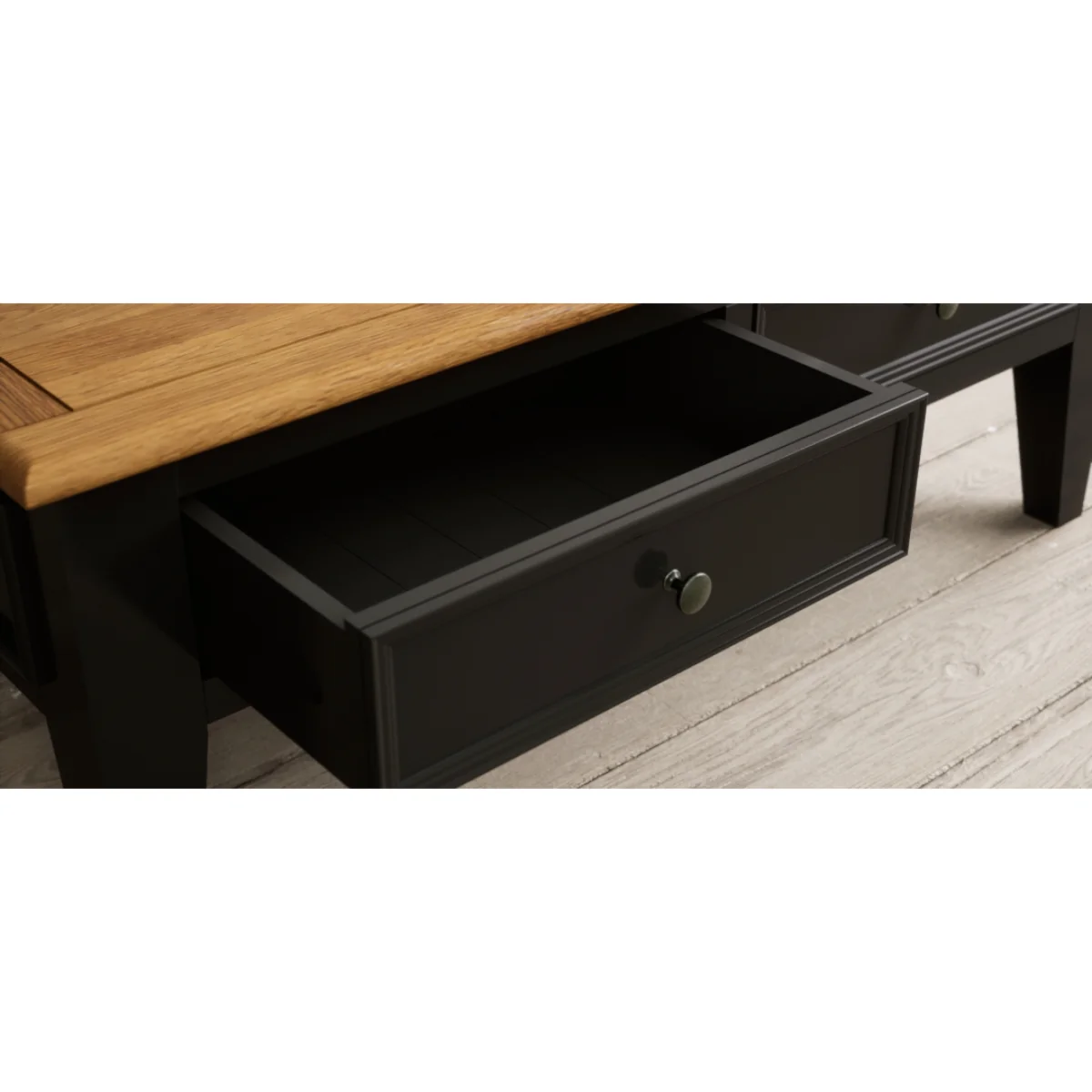 Charlton Oak and Black Painted 4 Drawer Coffee Table – image 11