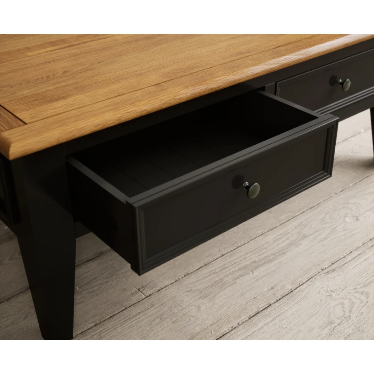 Charlton Oak and Black Painted 4 Drawer Coffee Table – image 6