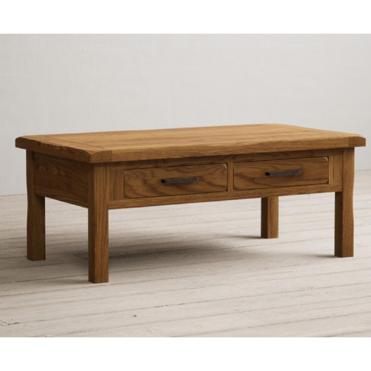 Country Rustic Solid Oak 4 Drawer Coffee Table – image 3