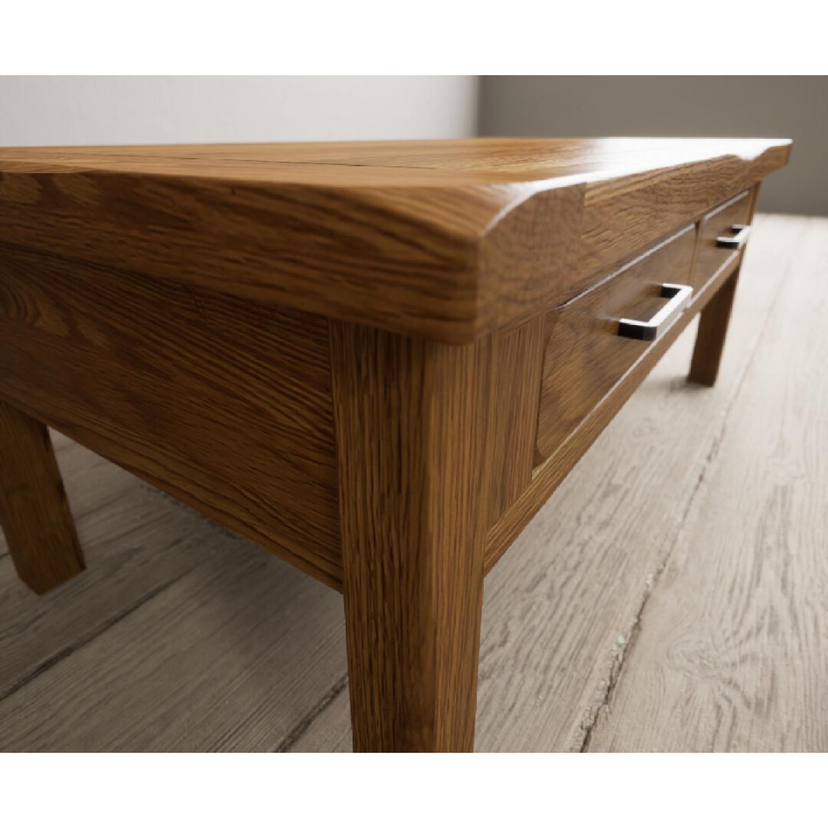 Country Rustic Solid Oak 4 Drawer Coffee Table – image 6