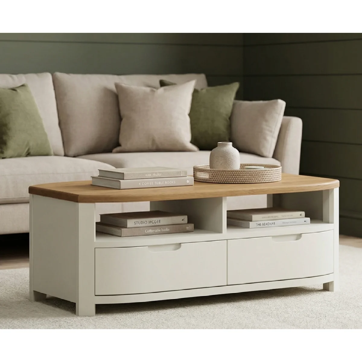 Bradwell Oak and Signal White Painted 4 Drawer Coffee Table – image 3