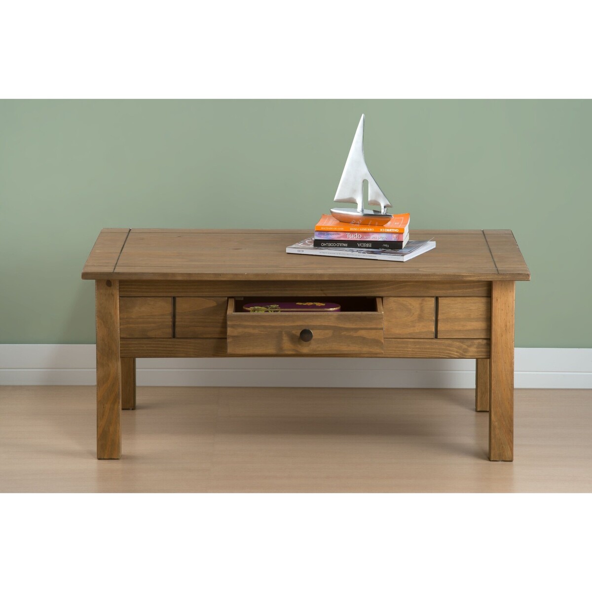 Ortis Distressed Pine 1 Drawer Coffee Table – image 2
