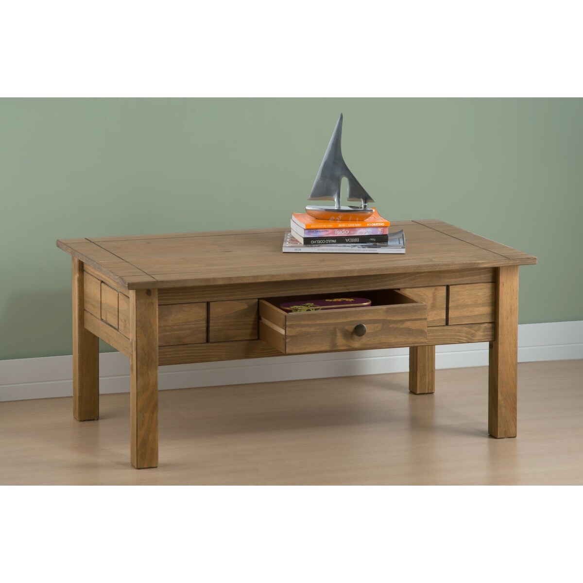 Ortis Distressed Pine 1 Drawer Coffee Table – image 3