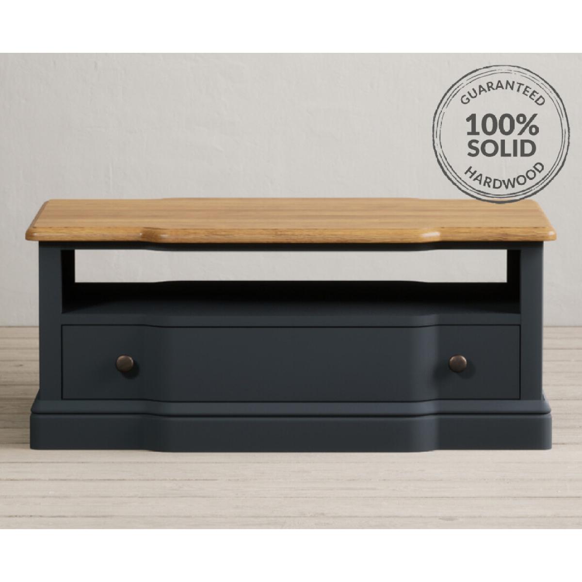 Delphine Oak and Blue Painted 2 Drawer Coffee Table – image 2